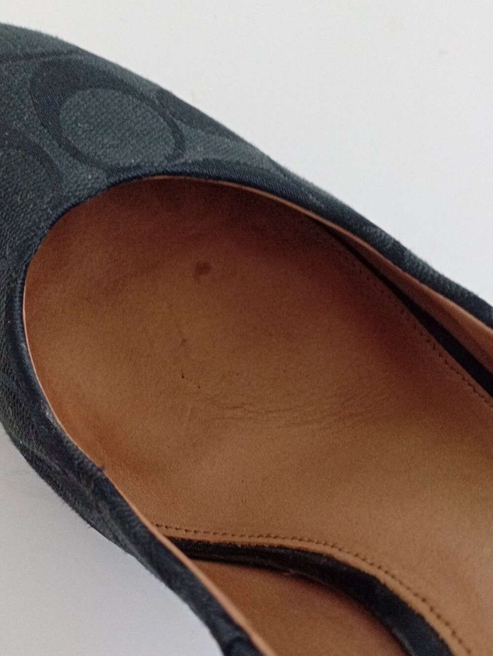 COACH Black Signature Monogram Pointed Toe Heels Size 10B | Designer Dress Shoes - Picture 13 of 17